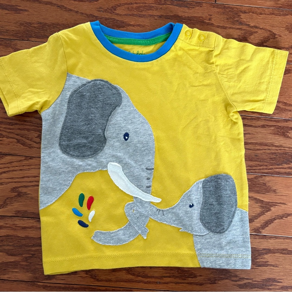 Baby Boden Yellow Elephant Graphic Kids Shirt